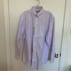 Nordstrom Wrinkle Free men’s button down work shirt, white and lavender striped
